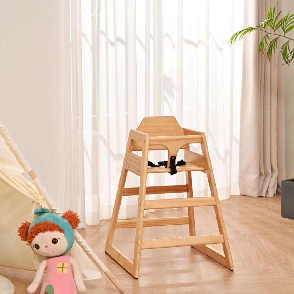 Wooden Double Solid Wood Feeding, Eat & Grow Portable High, Easy to Clean Baby Booster Chair in Walnut Finish