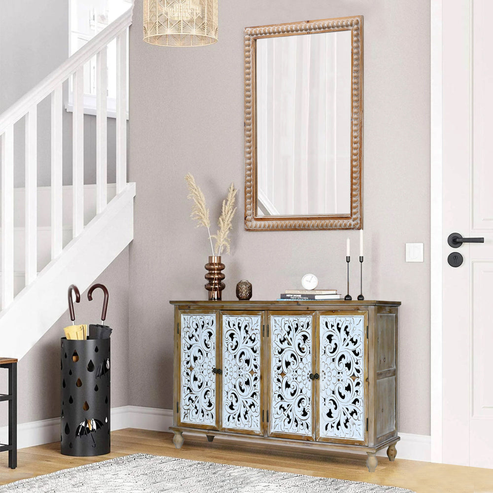 22x30 Inches Wood Framed Mirrors for Bathroom,Wooden Frame Wall Mirror Farmhouse Wall Mounted Rectangle Mirror for Vanity (Horizontal/Vertical) with beading