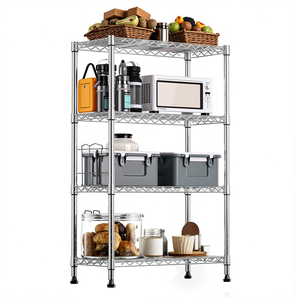 Steel Storage Shelving 6-Tier Utility Shelving Unit with Wheels, Steel Organizer Wire Rack for Home,Kitchen,Office,Garage,17.7" D x 47.2" W x 76.7" H-Chrome