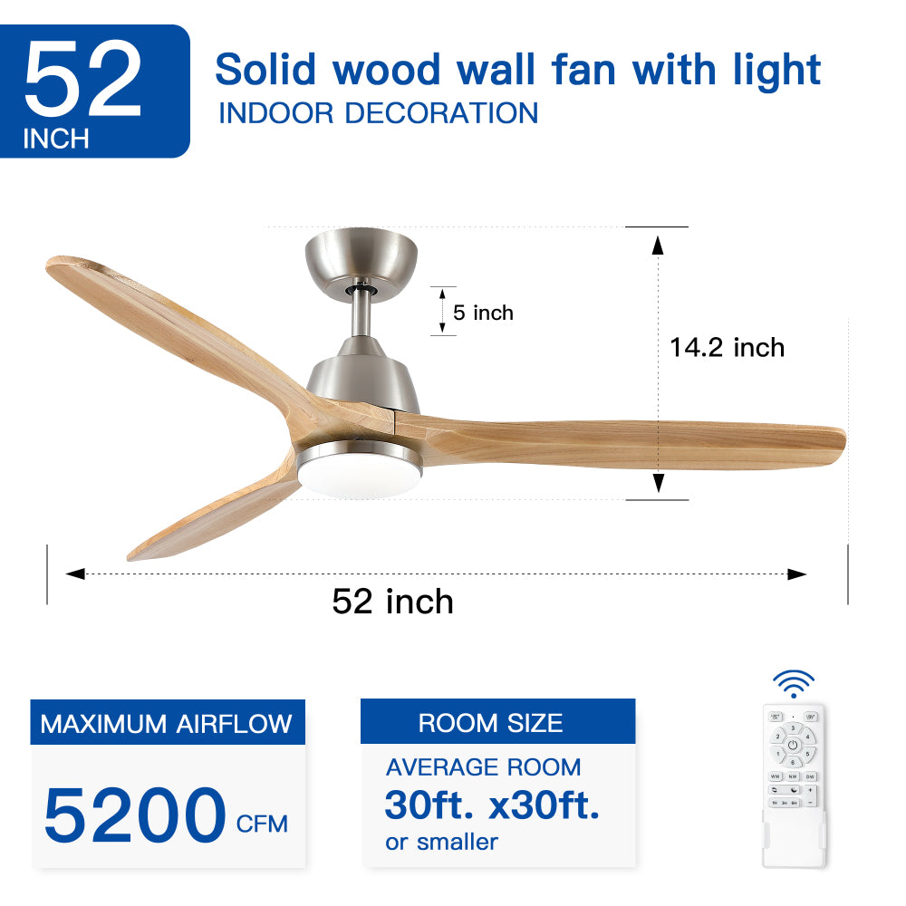 52 In.Intergrated LED Ceiling Fan Lighting with Remote Control