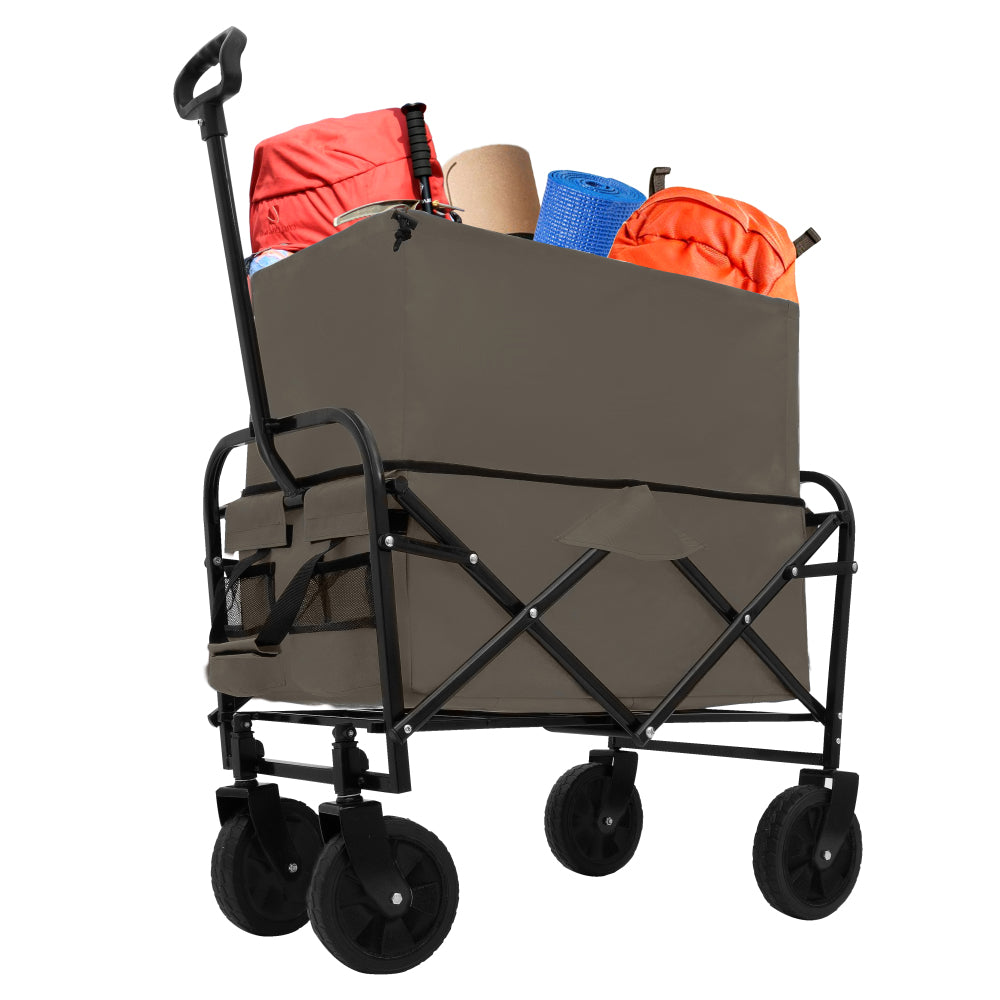 Minimeetall Extention ExCollapsible Foldable Wagon Cart Beach Wagon Heavy Duty Utility Cart Utility Wagon Grocery Cart for for Camping Shopping Sports Gardeing Fishing Supports 225lbs Black