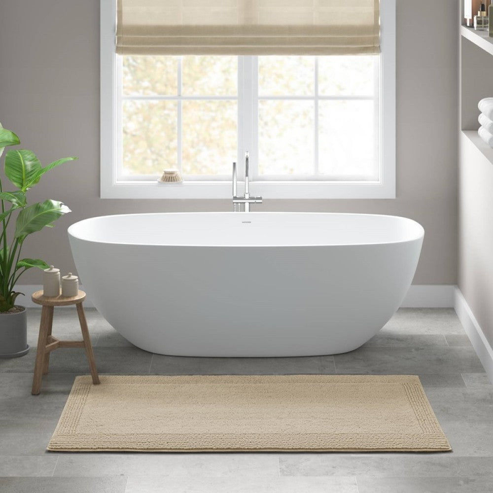 100% Cotton Tufted 3000 GSM Reversible Bath Rug Charcoal 21x34"