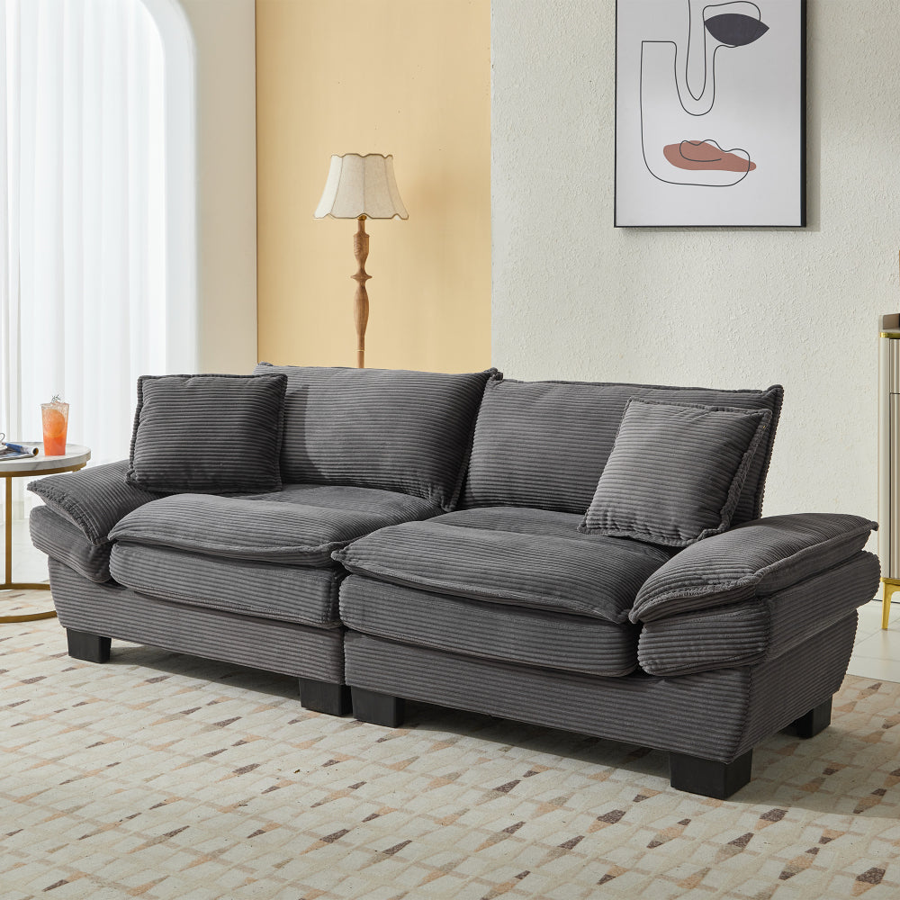 Corduroy Sofa Sleeper Couch Loveseat Sofa with Pillows Comfy Upholstered Deep Seat Sofa for Bedroom,Living Room,Apartment,Office,Dorm-Blue Corduroy