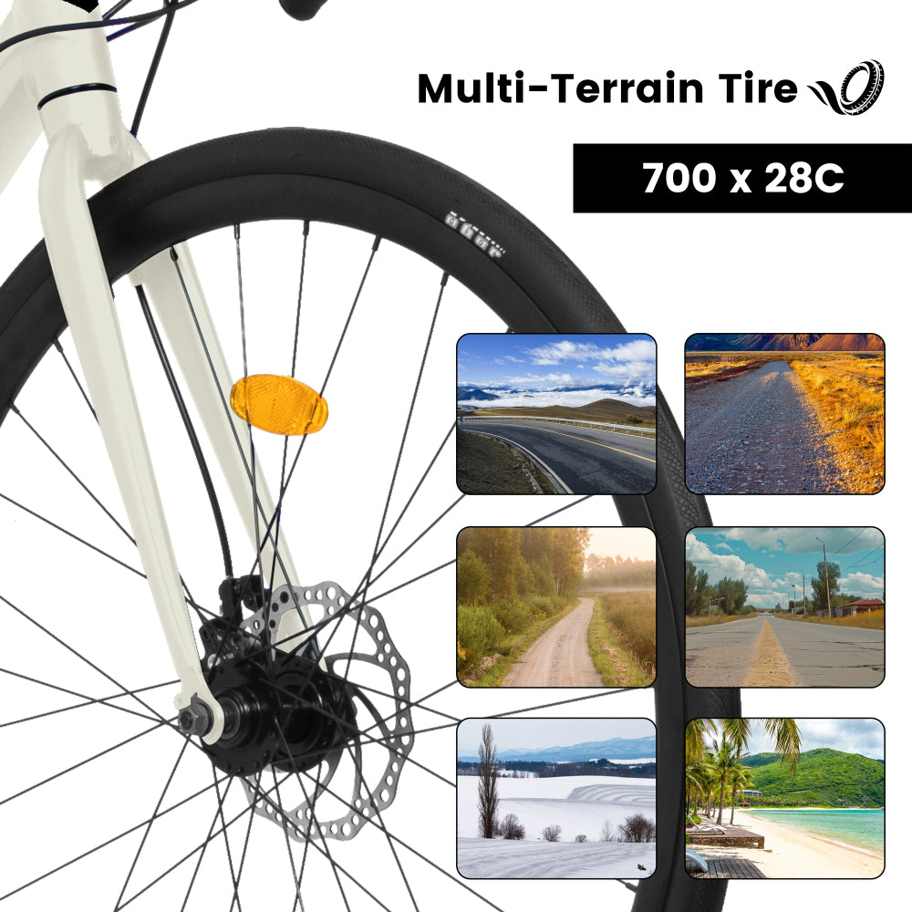 A28320R 700Cx28 Road Bike, Lightweight Aluminum Frame, Disc Brakes, 16-Speed, Fast Acceleration, Suitable for Men and Women, Ideal for High-Intensity Riding