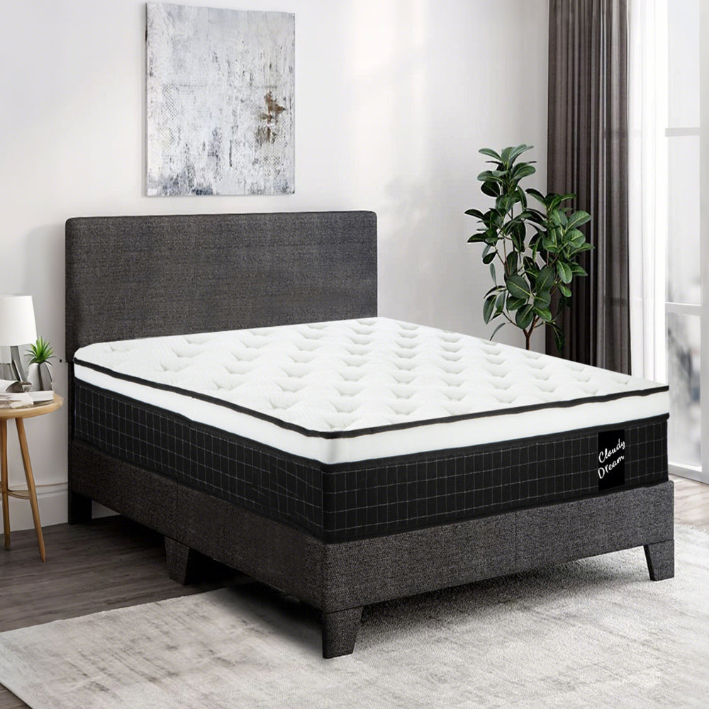 QUEEN Size 12 Inch Hybrid Mattress Individual Pocket Spring 7-Zoned Memory Foam Knitted Cover CertiPUR-US White