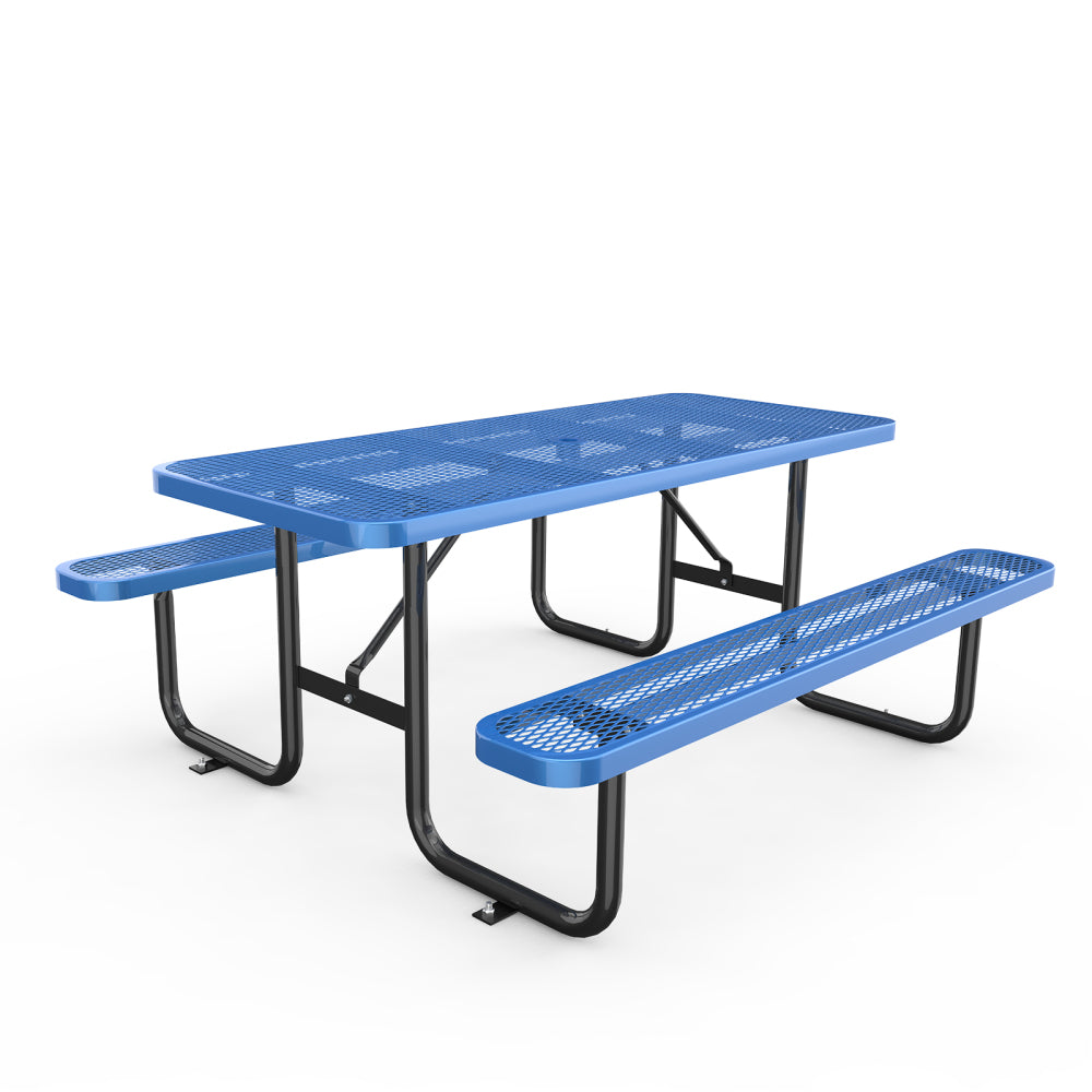 Round Outdoor Steel Picnic Table 46" with umbrella hole,Blue