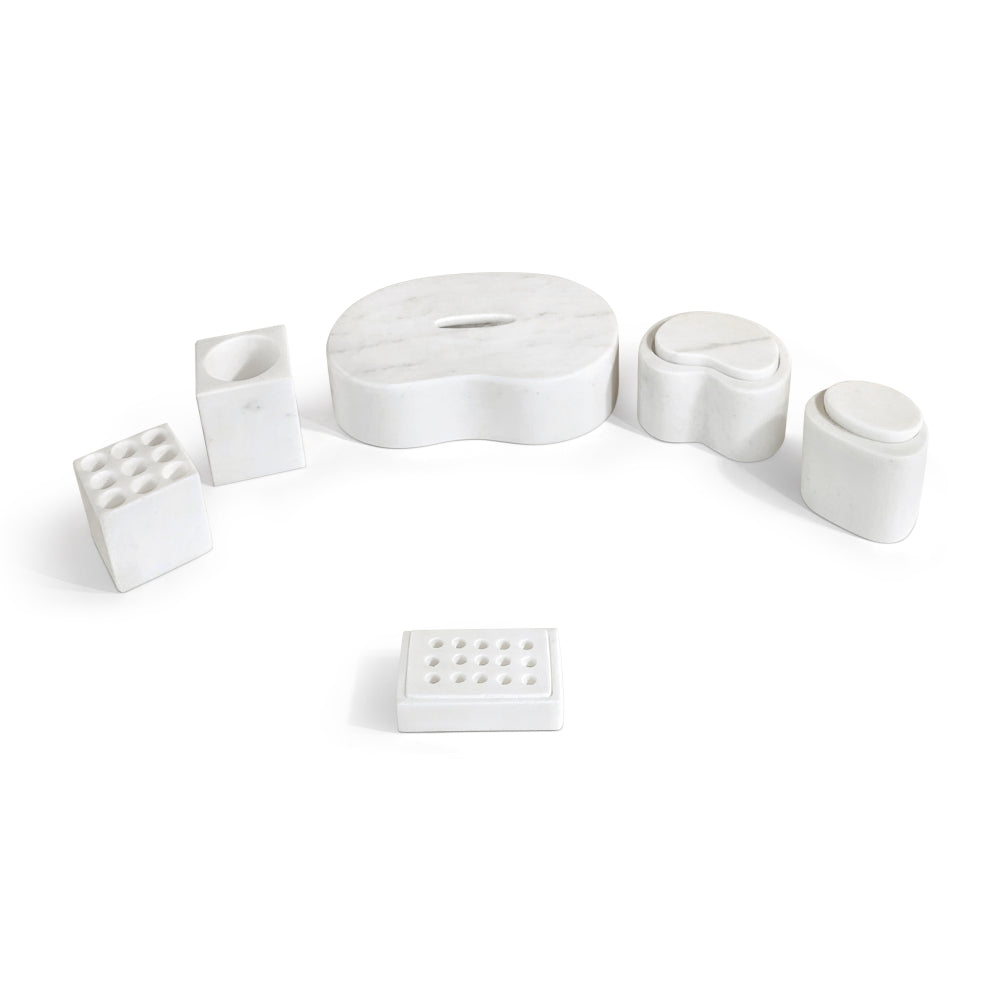 White natural marble bathroom accessories set, natural stone, genuine marble, real marble
