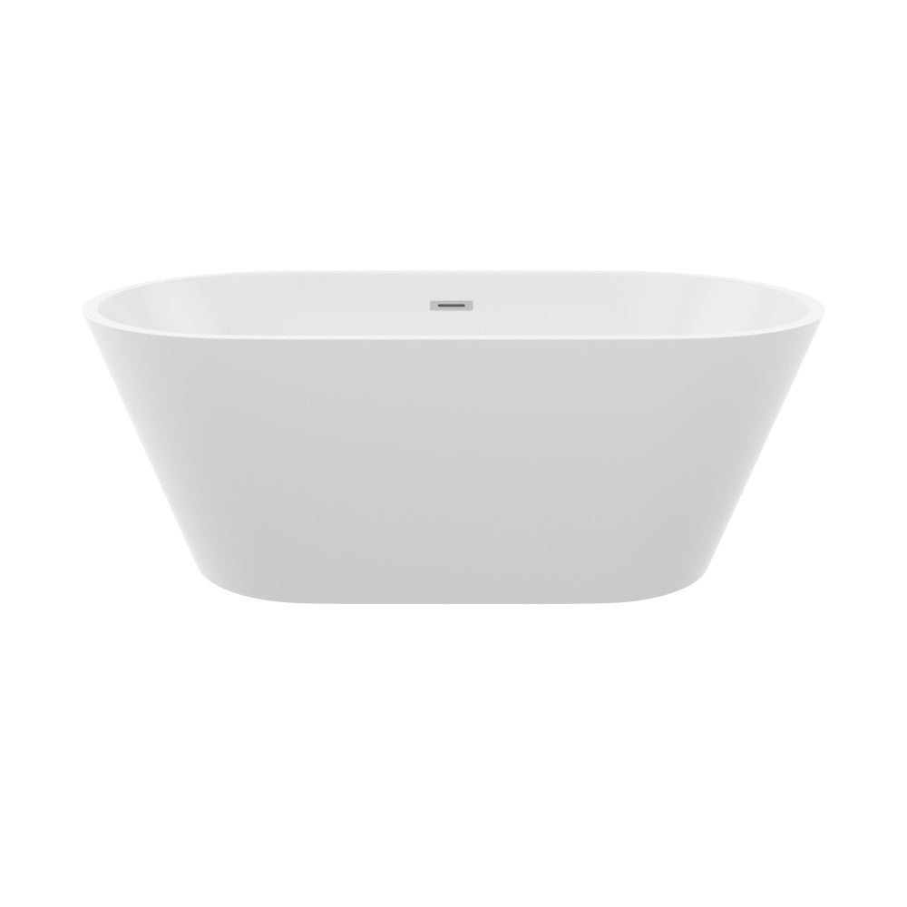 60" Acrylic Alcove Soaking Bathtub with Skirt - Glossy White, Back-to-Wall Design, Chrome Hand-Twist Drain