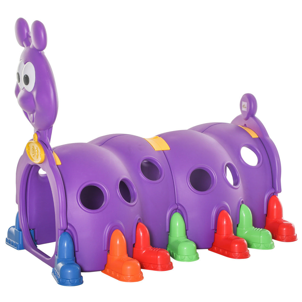 Qaba Caterpillar Climbing Tunnel for Kids Climb-N-Crawl Toy Indoor & Outdoor Toddler Play Structure for 3-6 Years Old, Purple