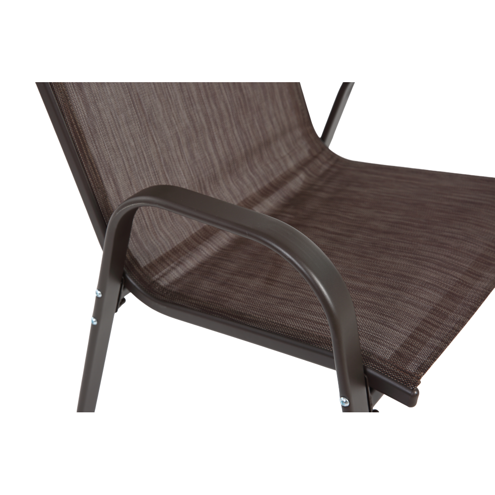 4 Piece Patio Chairs, Outdoor Camping Chairs with Breathable Textilene Fabric, Set of 2 Garden Chairs with Armrest High Backrest for Garden Patio Pool Beach Yard Space Saving ( Brown)