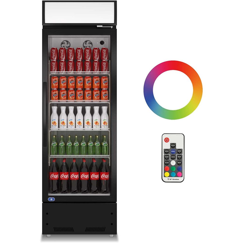 Commercial Glass Door Refrigerator, Single Glass Door Retail Merchandiser Cooler, 8.0 Cubic Ft., ETL Approved, Black