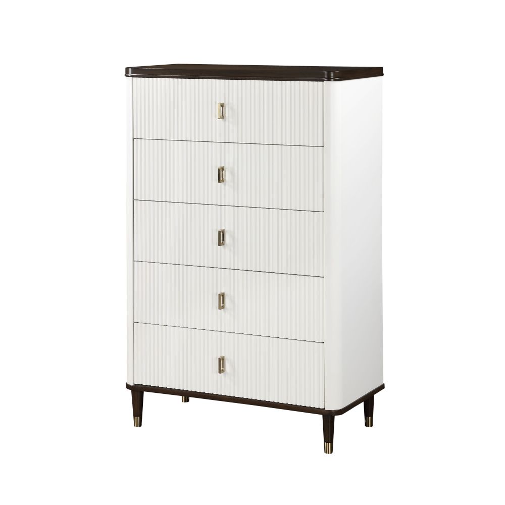 Carena White & Walnut Finish Night Stand w/USB