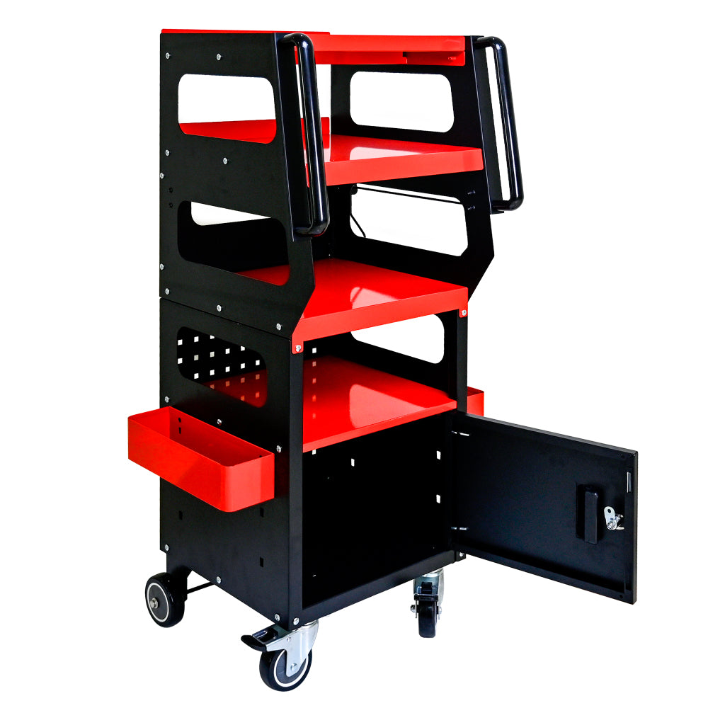 4 LEVEL MULTI PURPOSE TROLLEY FOR DIAGNOSTICS-BLACK+RED