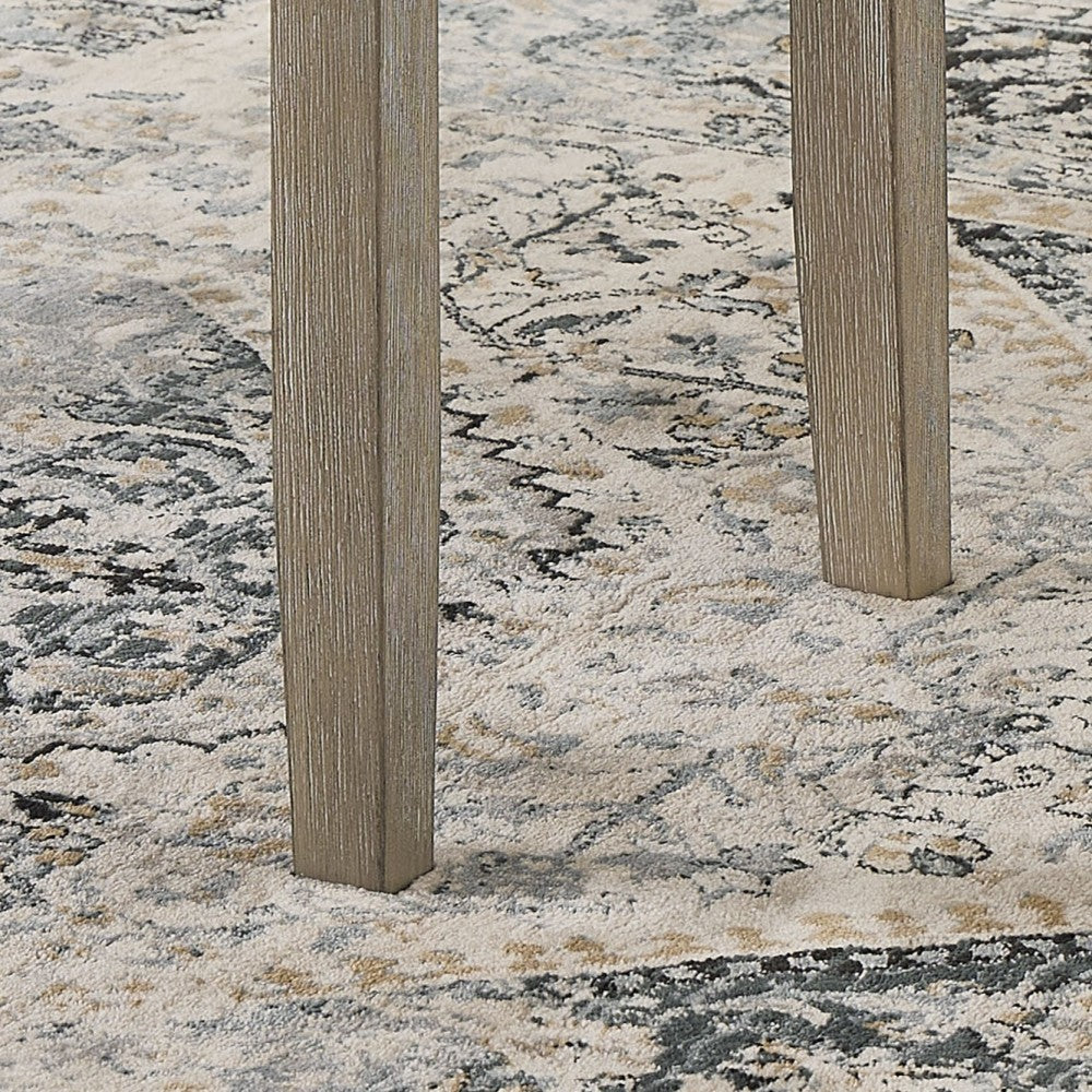 Tabitha Light Oak Finish Dining Bench with Light Gray Fabric