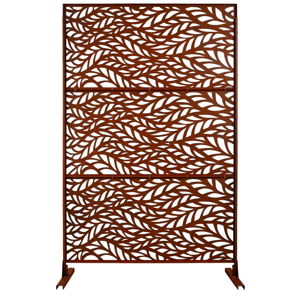 Outdoor & Indoor Privacy Screen Metal Privacy Screen 76" H×48" W, Freestanding Decorative Privacy Screen for Deck Balcony Patio, Privacy Fence Panels for Outside Lawn Garden PS110 RUSTY