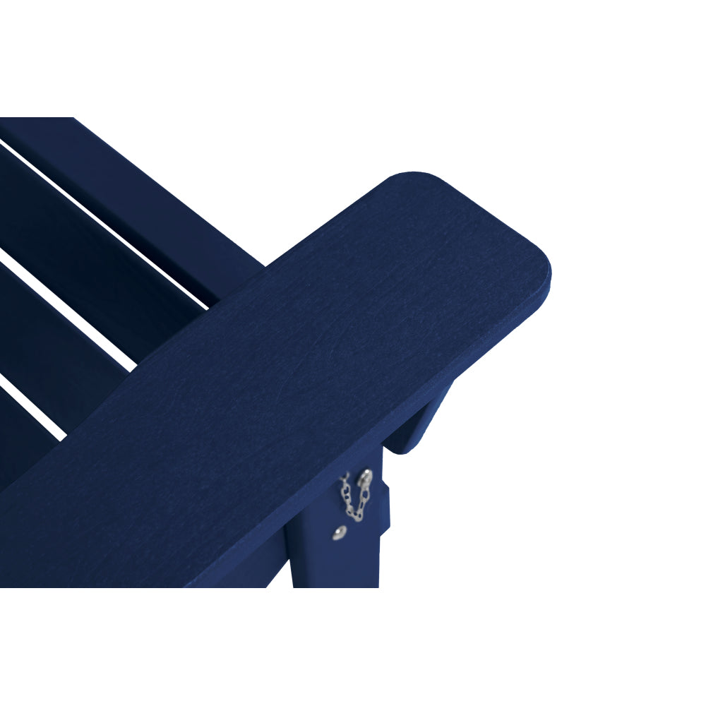 Folding Adirondack Chair with Side Table, 3-Piece Adirondack Chair Set with Wood Texture, Navy Blue(includes 2 Chairs and 1 Table)