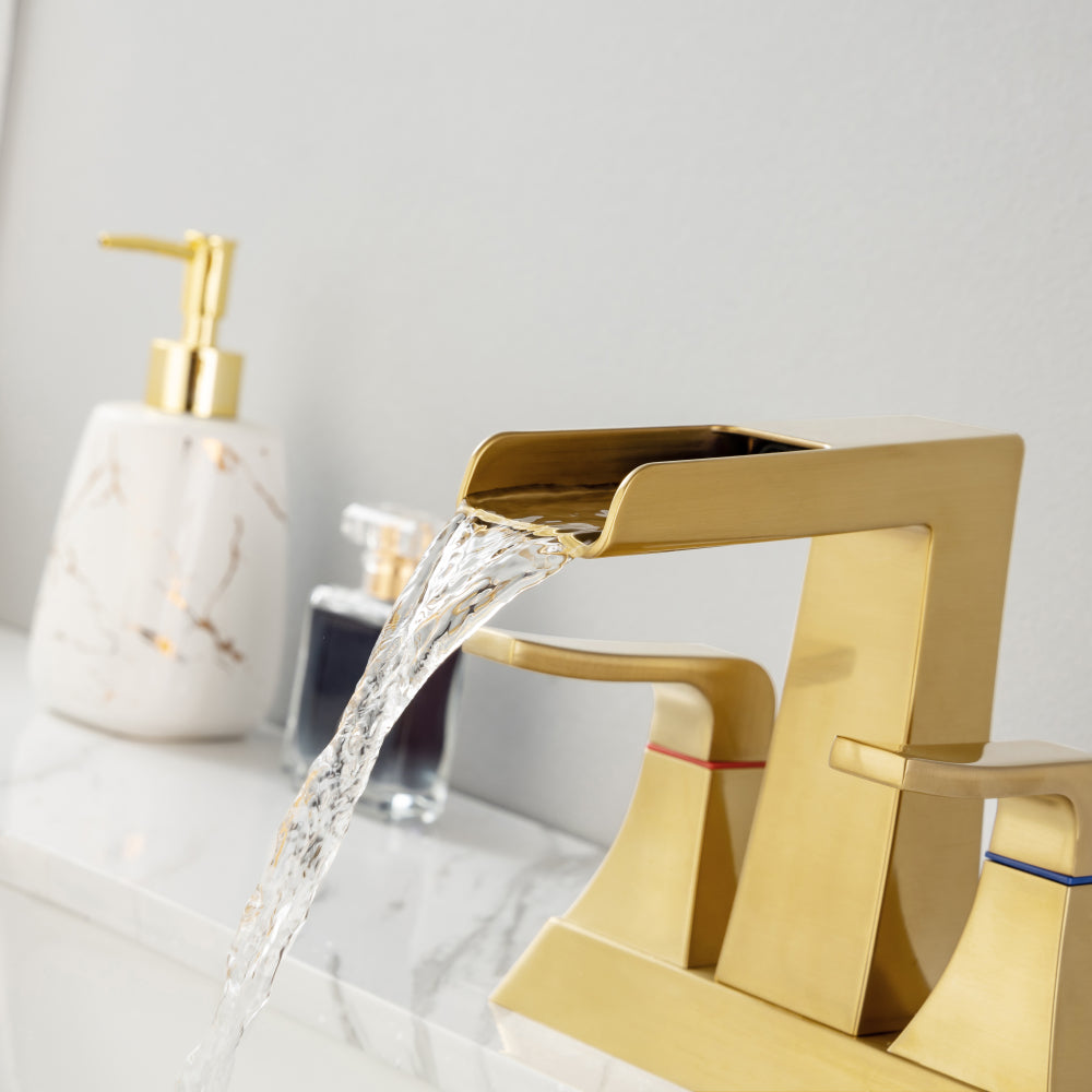Widespread Bathroom Sink Faucet Brushed Gold
