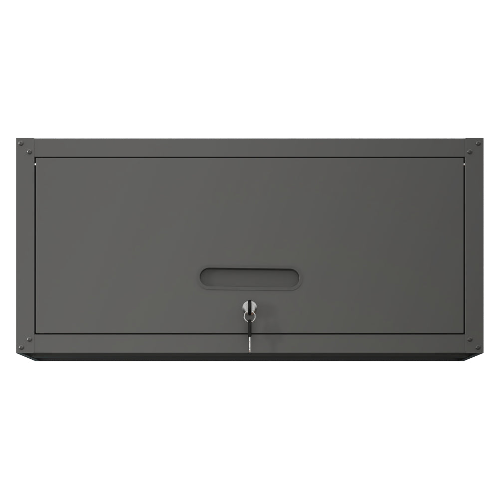 Sturdy and Durable Metal Tool Cabinet for Garage with Wheels - Mobile Heavy-Duty Storage Cabinet with 1 Drawer and 2 Locking Doors, Rolling Tool Storage Cabinet, Black and Gray