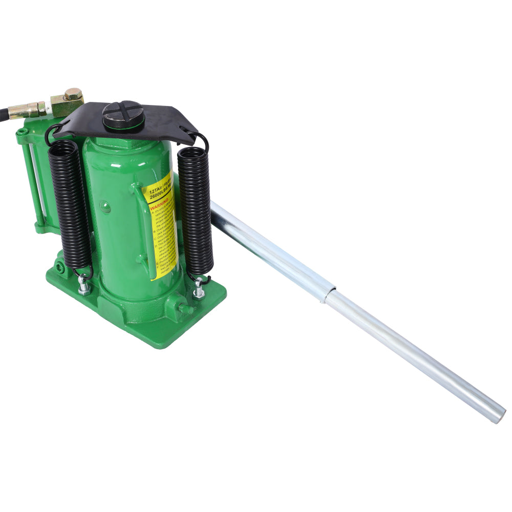 Air Hydraulic Bottle Jack, 12 Ton/24000 LBS All Welded Bottle Jack, 9.8-19.3 inch Lifting Range, Manual Handle and Air Pump, for Car, Pickup, Truck, RV, Auto Repair, Industrial Engineering ,Green