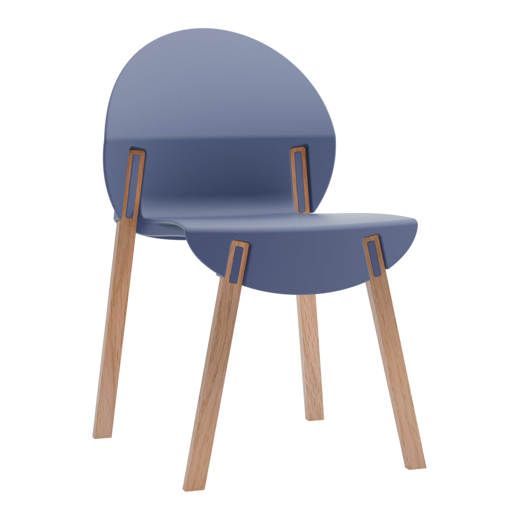 4-Pack Grey Blue Chairs – Red Oak Wood Legs & PP Seat, Indoor Dining & Living Room Furniture Set