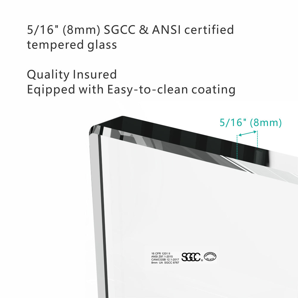 S-RM6076TB 56-60"W x 76"H Sliding Shower Door, Frameless Glass Shower Door with Matte Black Hardware, Towel Bar and Handle,Drop Shipping available