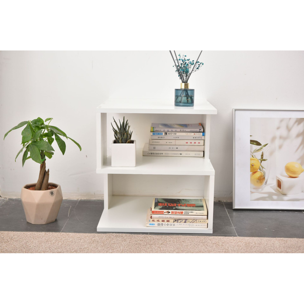 White 2-layer simple household bookshelf