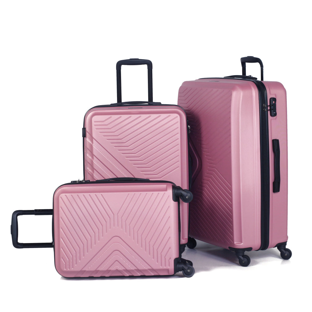 3 Piece Luggage Sets ABS Lightweight Suitcase with Two Hooks, Spinner Wheels, TSA Lock, (20/24/28), Yellow