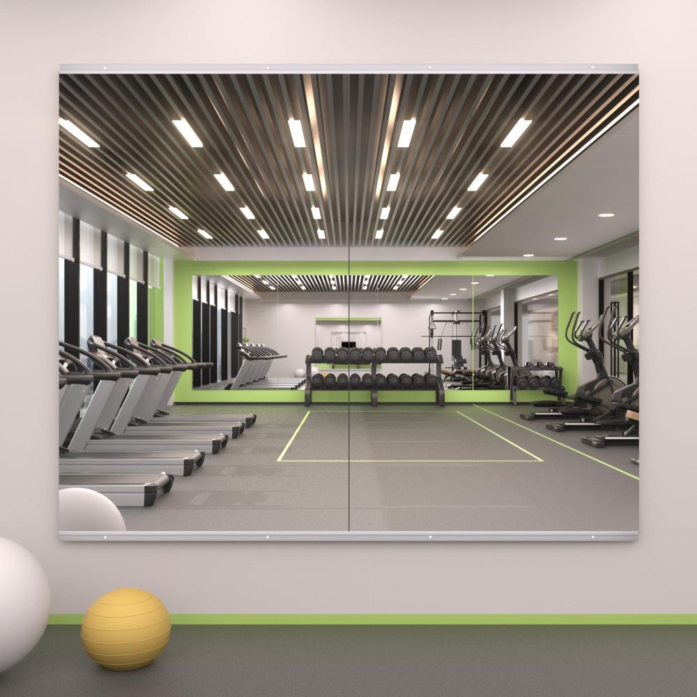 63x24 Inch 2-Pack Modern Home Gym Mirror, Wall-Mounted, Framed, Silver