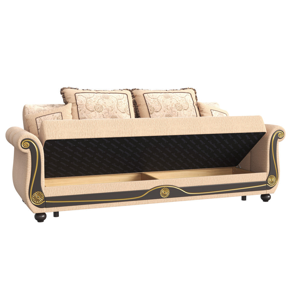 PrimeNest Timberline Collection Upholstered Convertible Sofabed with Storage, Beige