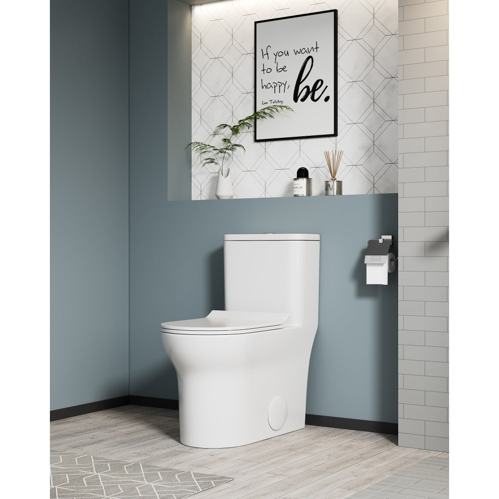 1.1/1.6 GPF Elongated Comfort Height Floor Mounted One-Piece Toilet, CUPC Certified, WaterSense Cetified, Ceramic, White Color, Soft Close Seat