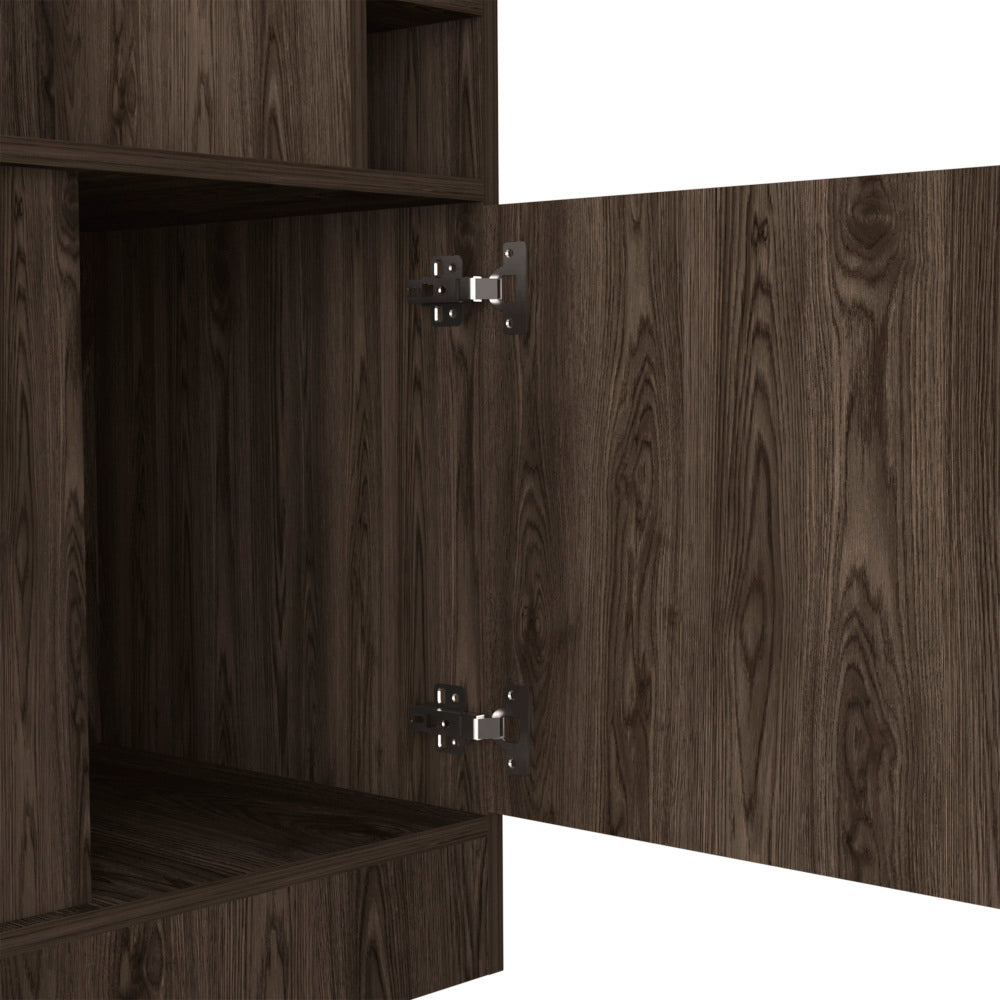 Seattle Bar Cabinet, Eight Bottle Cubbies, Two Large Open Shelves