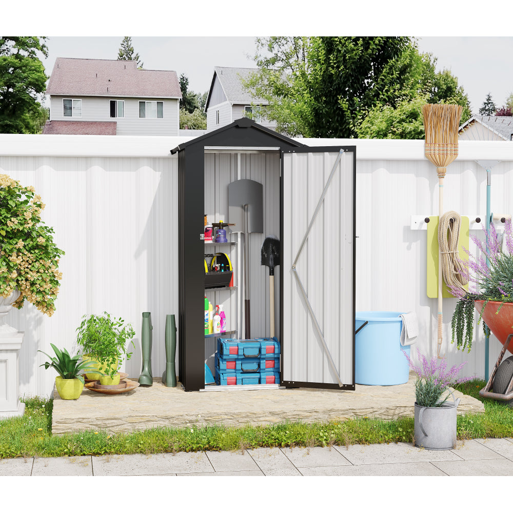 Campcraft Outdoor Storage Shed 10×14 FT with 3 Lockable Doors,Utility Tool Shed Metal Storage Garden Sheds Frame and 4 Vents,for Backyard,Patio,Lawn,Light Grey