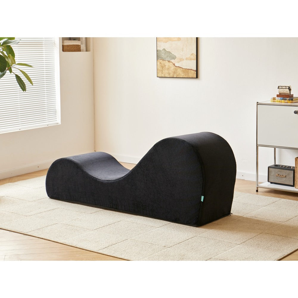 Solace Chaise Lounge Chair Relaxation, Ergonomic Design with Soft Yet Firm High-Density Foam Core, Removable Machine-Washable Cover, Black