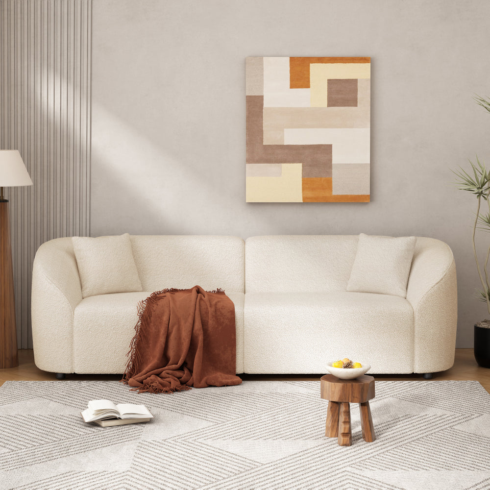 87" Curved Contemporary Sofa in Off-White: Plush Seating, Streamlined Design, and Durable Frame – Ideal for Stylish Living Spaces