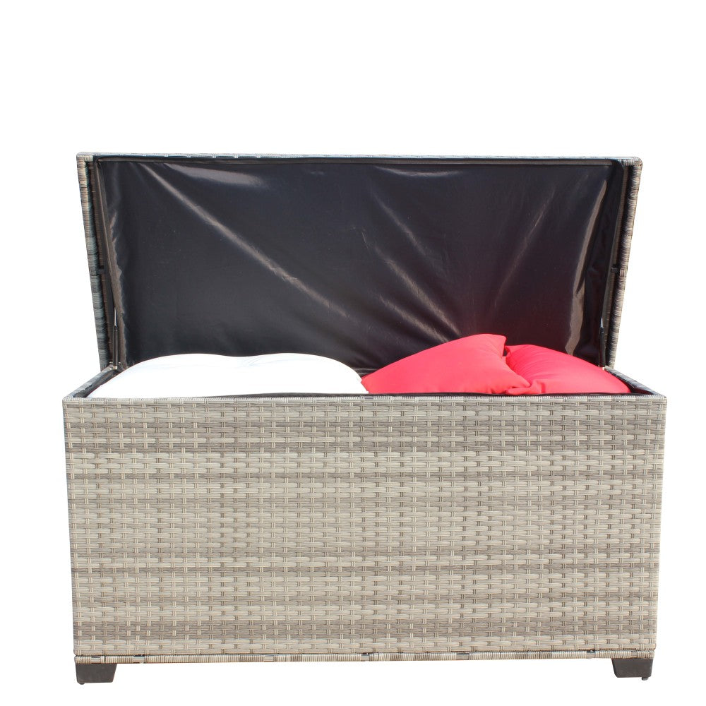 Wicker Patio Furniture Storage Box (Grey )