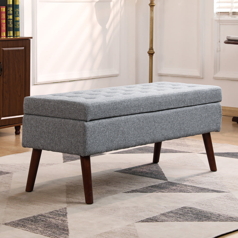 Storage Bench with Storage Bench for Bedroom End of Bed Bench Foot of Bed Bench Entryway Bench Storage Ottoman Bench 43.7" W x 18.1" D Black Linen Bench