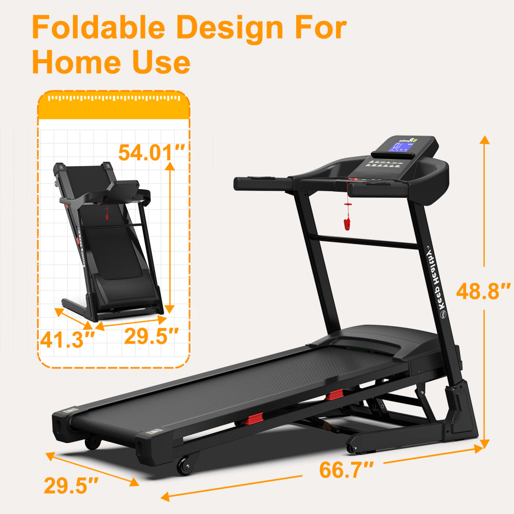 Treadmills for Home, Electric Treadmill with Automatic Incline, Foldable 3.5HP Workout Running Machine Walking, Double Running Board Shock Absorption Pulse Sensor Bluetooth Speaker APP FITSHOW.