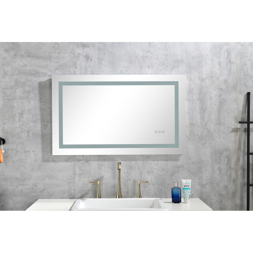 84 x 48 Inch LED Bathroom Mirror with Front and Backlight, Wall Mounted Vanity Mirror, Anti-Fog, Memory, 3 Colors, Stepless Dimmable