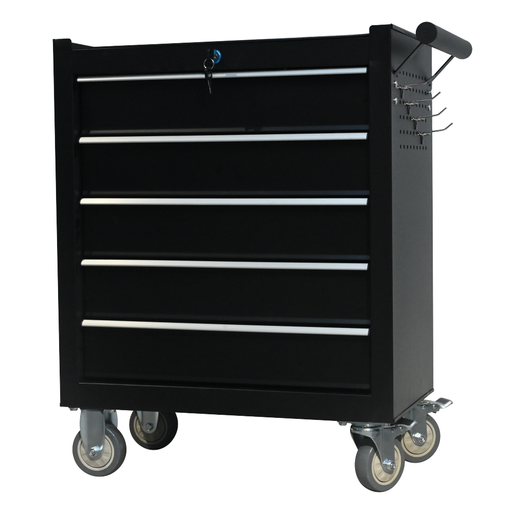 5-drawer metal rolling tool cabinet, storage toolbox with brake wheels, toolbox with lock, suitable for warehouses, garages, repair shops, tool rooms, and other places