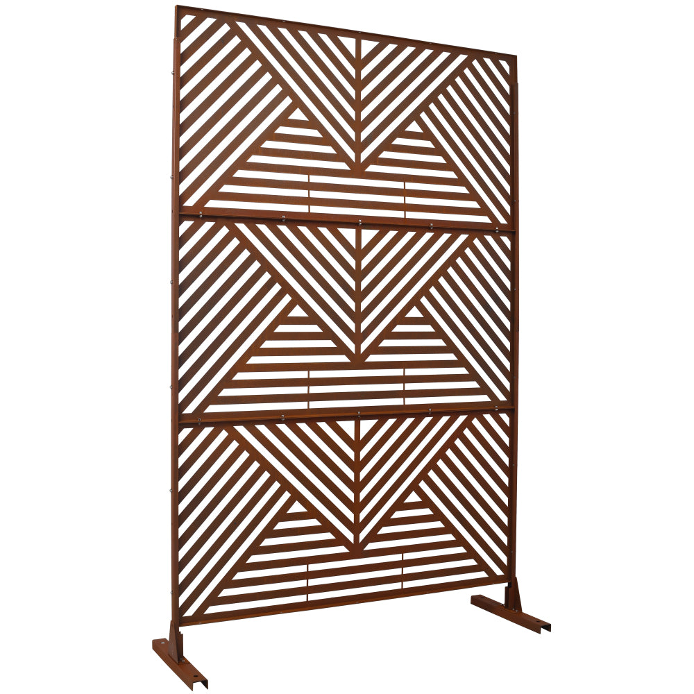 Outdoor & Indoor Privacy Screen Metal Privacy Screen 76" H×48" W, Freestanding Decorative Privacy Screen for Deck Balcony Patio, Privacy Fence Panels for Outside Lawn Garden PS101 RUSTY