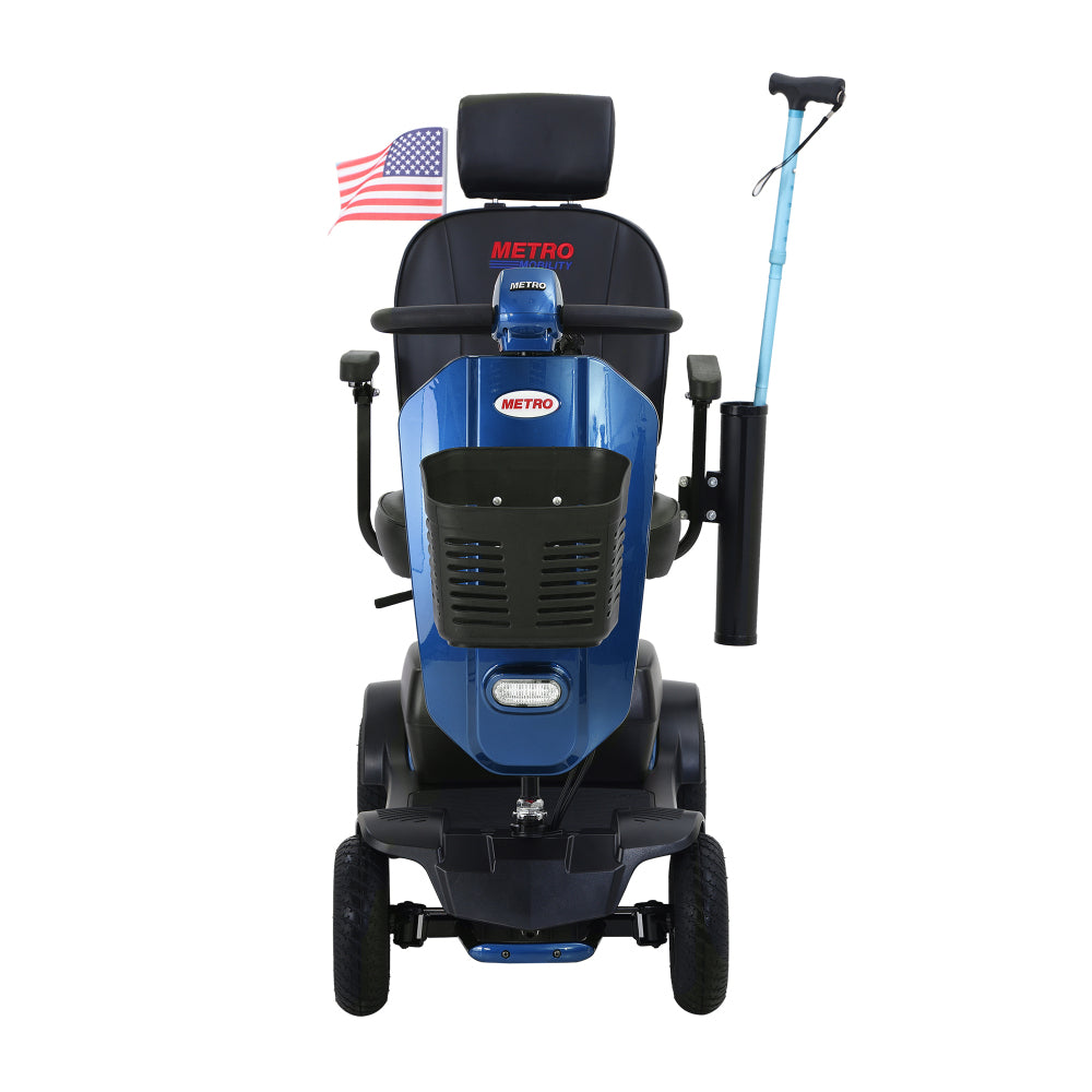 MAX PLUS BLUE 4 Wheels Outdoor Compact Mobility Scooter with Rear Basket,16 Miles, Cup Holders & USB charger Port