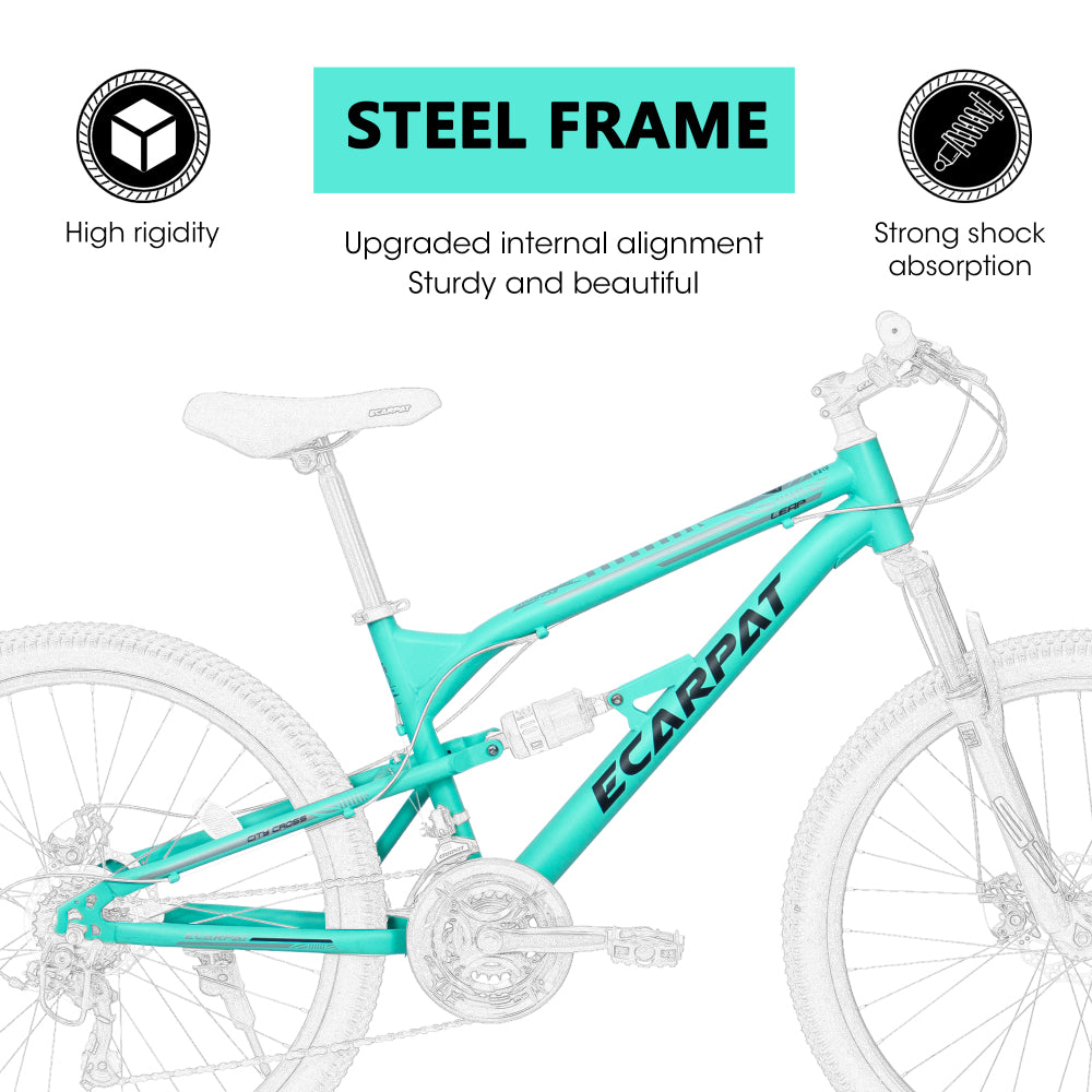 A26207 26 Inch Steel Frame Shock Fork Plus Shock Absorber 21-speed Unisex Mountain Bike