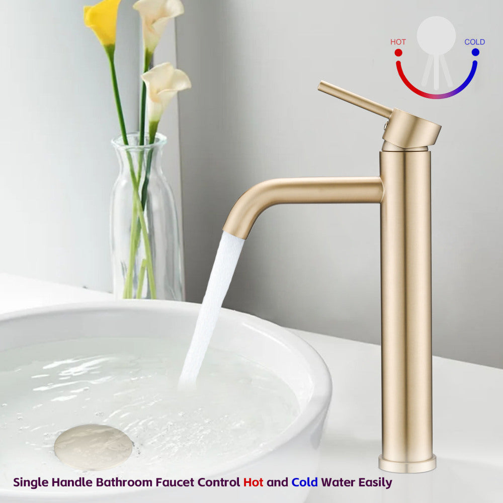 Bathroom Modern Tall Faucets Single Handle One Hole Lavatory Bathroom Sink Faucet
