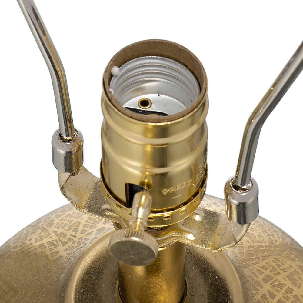 D18x31" Round Aluminum Sheet Gold Table Lamp with White Fabric Shade(Lamp Shade Assembly Required)