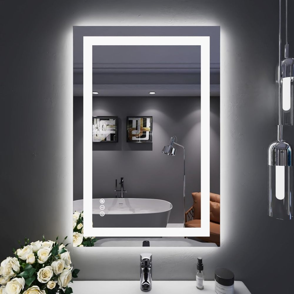 32x24 Inch IP54 Waterproof Bathroom Vanity Mirror - Anti-Fog LED, Front/Backlit, Touch Control, High Lumen LED with CRI 95 Mirror, Infinitely Dimmable, Adjustable 3000K/4500K/6000K Color Temperatures