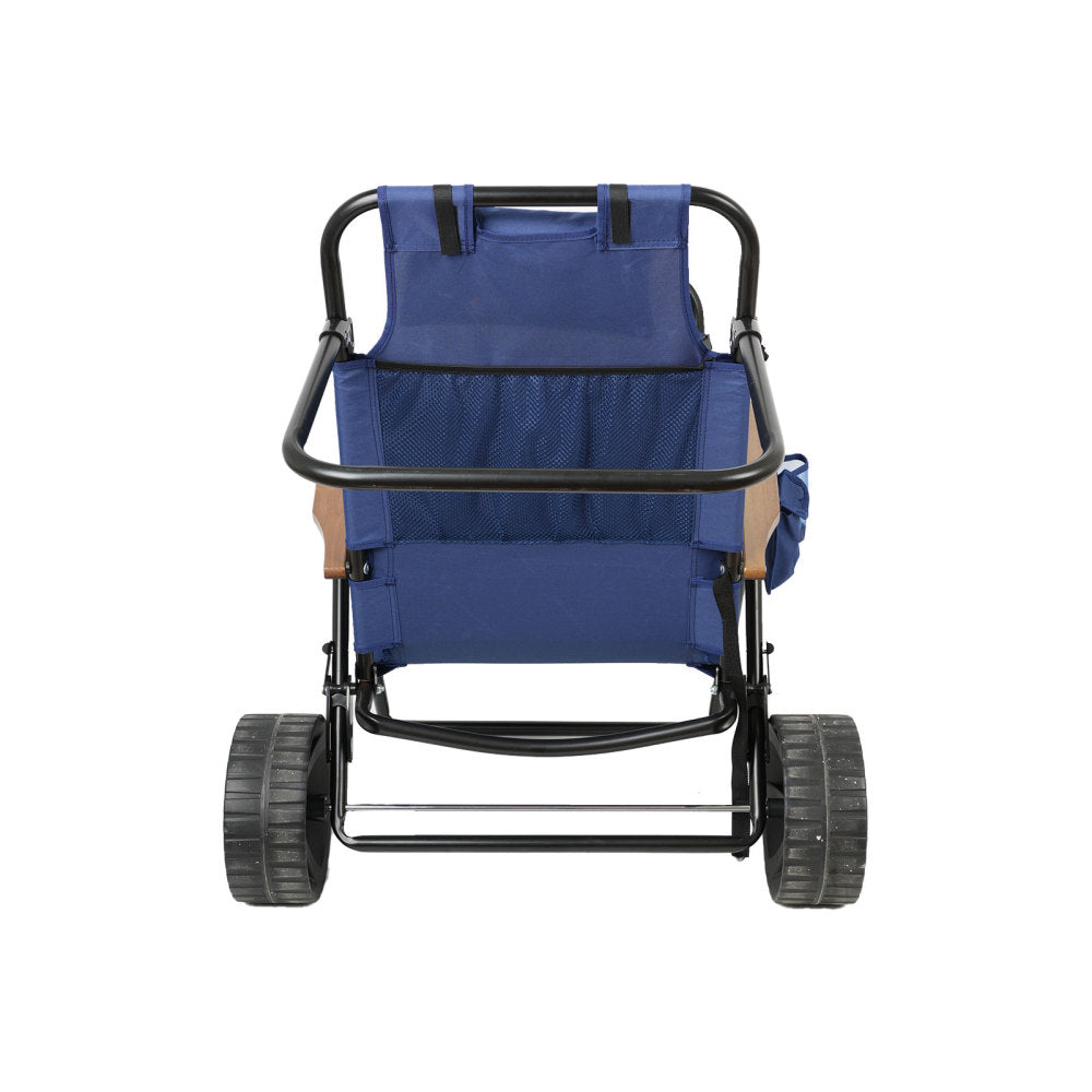 Beach Cart Chairs With Wheels 2 in 1 Foldable Beach Lounge Chair With Integrated Wagon Pull Cart Perfect for Backyard Pool or Picnic