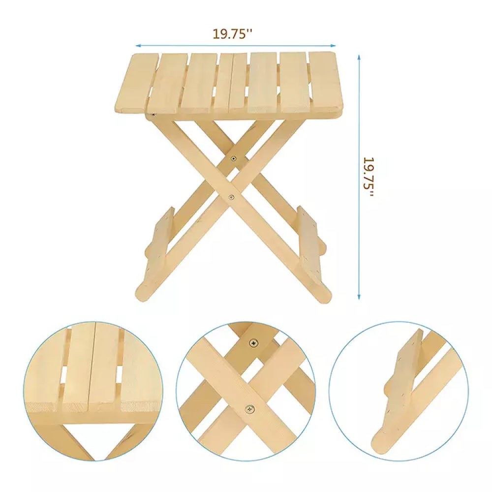 Folding Square Table Patio Outdoor solid wood Table for Backyard, Balcony, Portable Design Space-Saving Natural Wood Color