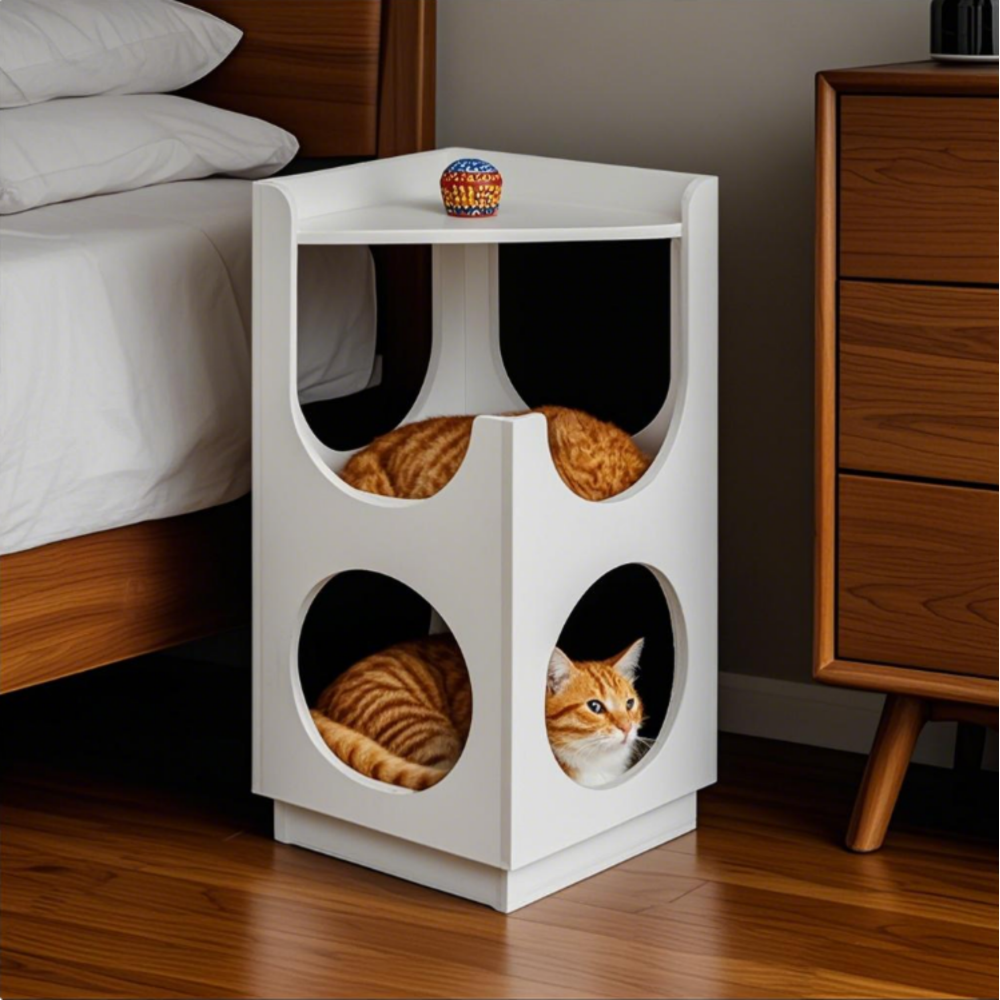 Hollow design multifunctional double-layer cat station, suitable for small and medium-sized cats, used in living room bedroom, cat house, cat nest