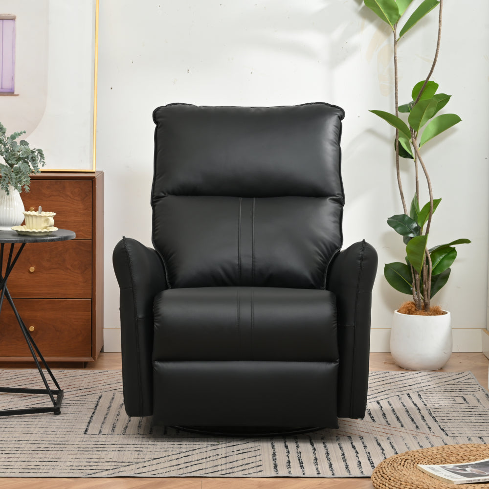 Rocking Recliner Chair,360°Swivel Nursery Rocking Chair,Glider Chair,Modern Small Rocking Swivel Recliner Chair for Bedroom,Living Room Chair Home Theater Seating,Side Pocket(Black+360°Swivel )