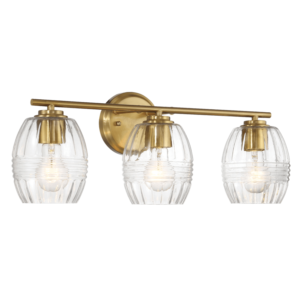 Luster Three Lights Vanity With Clear Glass for Bathrooms above Mirror Wall Lamp - Satin Brass